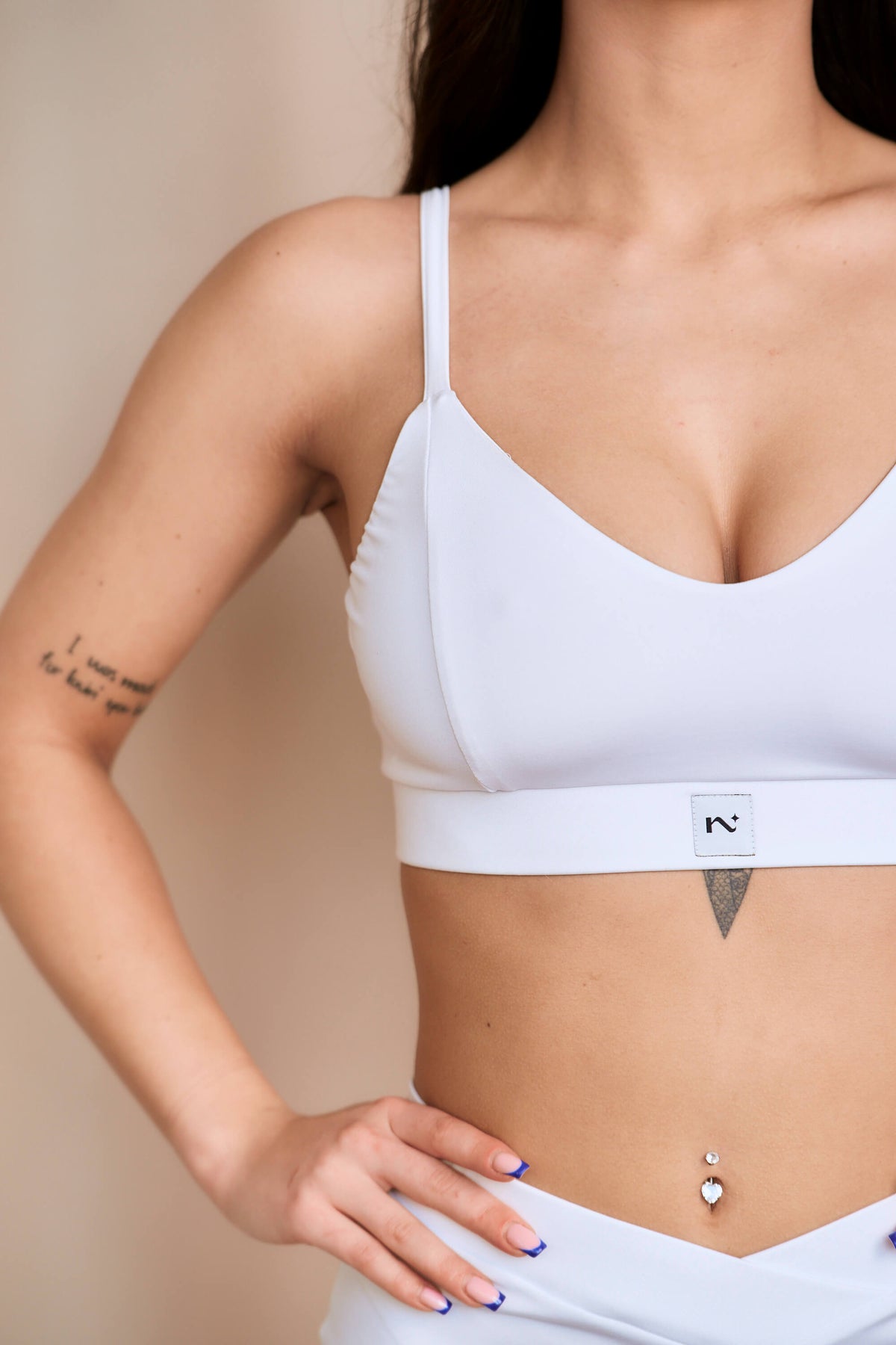 Delia white sports bra